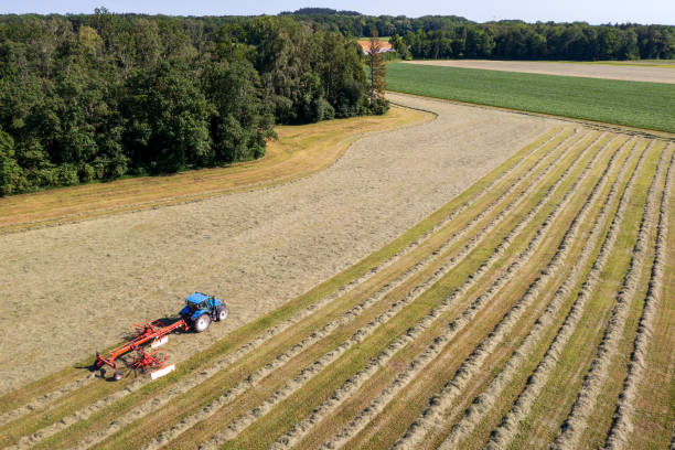 Tractor with equipment in field