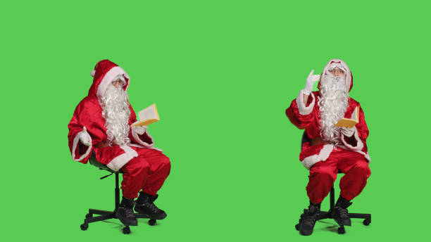 istock Wise santa with lecture hobby on chair 1516369394