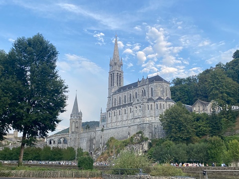 View of the Church of Saint Bernadette in Lourdes, France