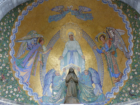 View of the Church of Saint Bernadette in Lourdes, France