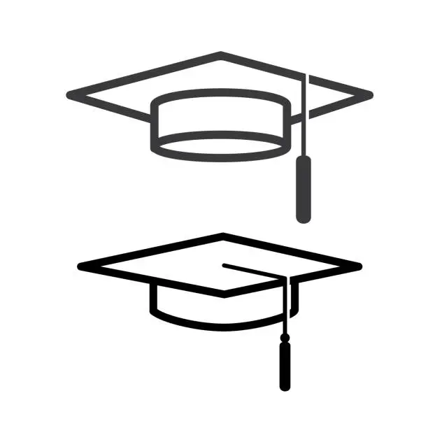 Vector illustration of Graduation cap flat design isolated vector illustration.