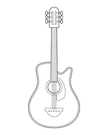 Easy Coloring Cartoon Vector Illustration Of An Acoustic Guitar ...