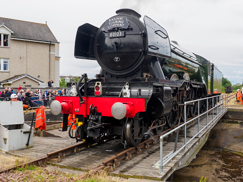 Aberdeen, Scotland - July 03, 2023: Steam Locomotive No 60103, the famous \
