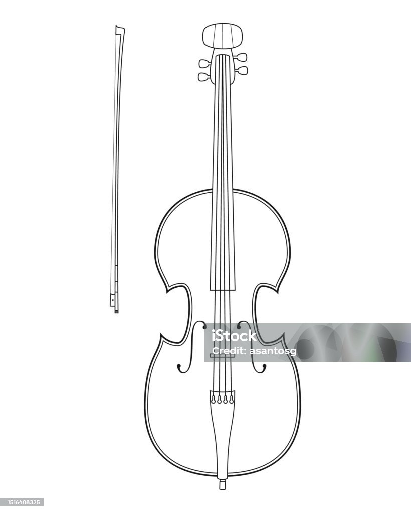 Cello Simple Color Easy Coloring Cartoon Vector Illustration Of A Cello Isolated On White ...