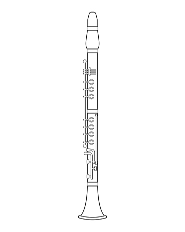 Easy coloring cartoon vector illustration of a clarinet isolated on white background