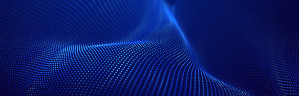 istock Wave of streaming particles on a light blue background. Abstract background with dynamic elements of waves and dots. 3d 1516486981