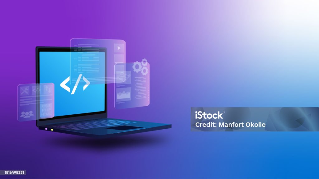 Software Development Coding Concept Programming Laptop Ui Stock ...