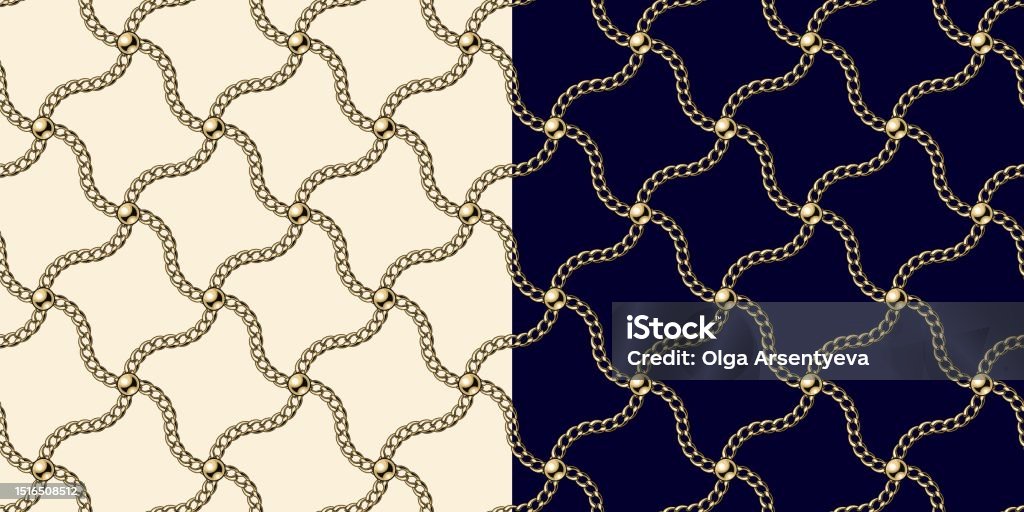 Gold Chain Pattern Outline Tiled Seamless Pattern With Jewelry Gold Chains Stock Illustration ...