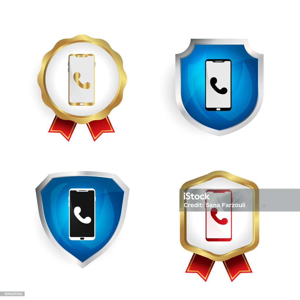 Labelled Call Abstract Make A Call Badge And Label Collection Stock Illustration ...