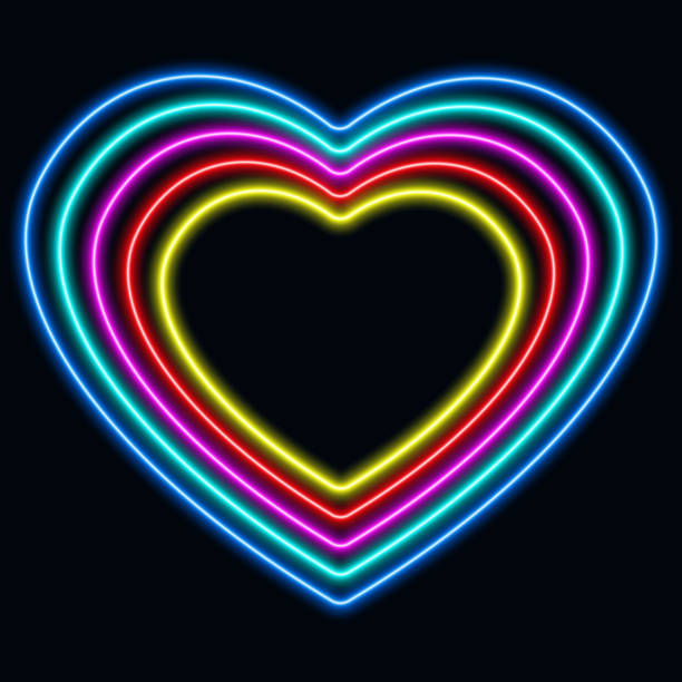 istock Colorful neon hearts, glowing heart shape sign, isolated on black background, vector illustration. 1516534030
