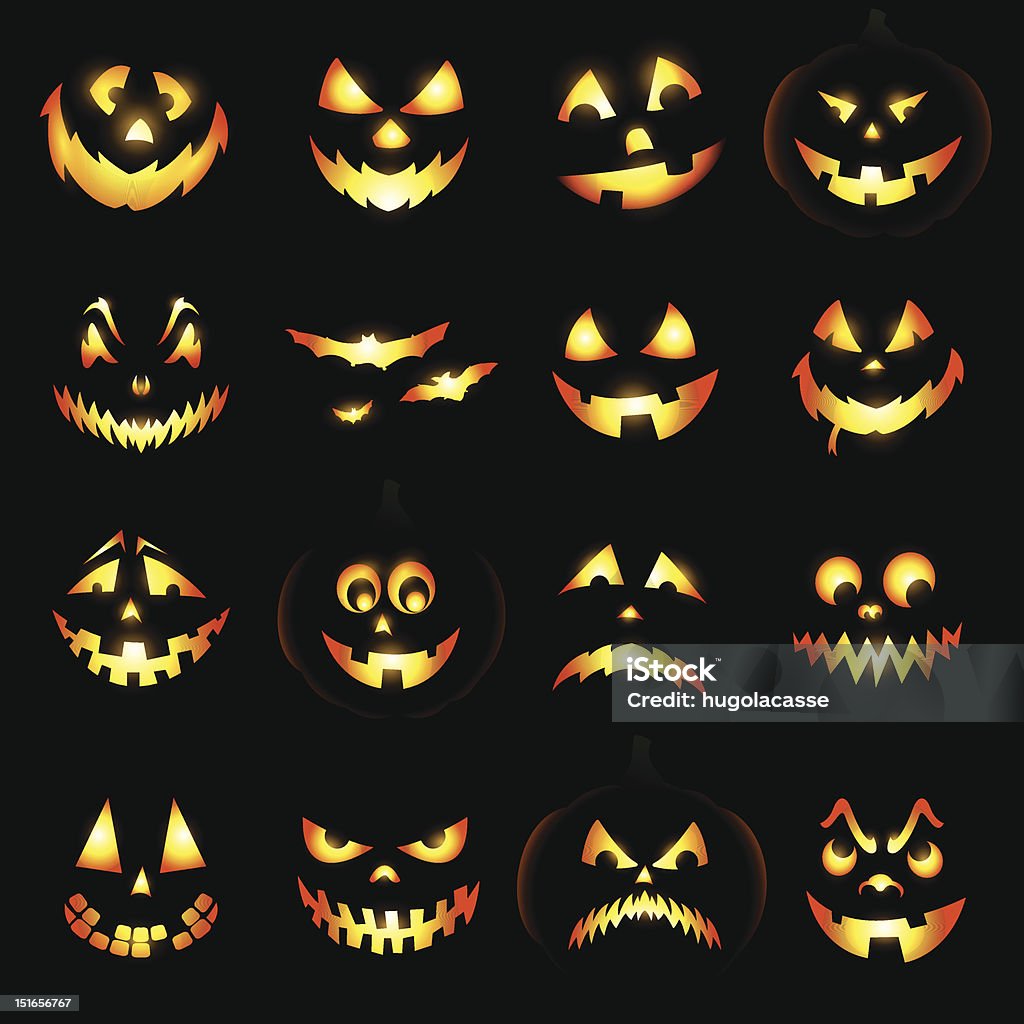 Jack o'lantern Gesichter - Lizenzfrei Halloweenlaterne Vektorgrafik