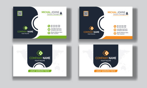 편집 가능한 깨끗한 현대 기업 명함 템플릿 디자인 - phone card stock illustrations