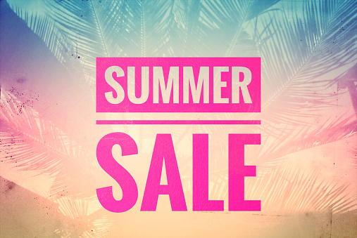 Summer sale banner on abstract tropical style background, business concept