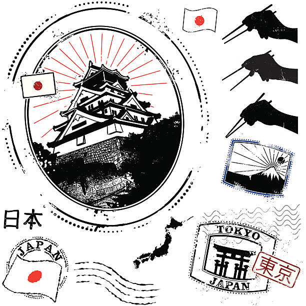 Japansese Super-san Stylized Japanese Related Graphics osaka japan stock illustrations