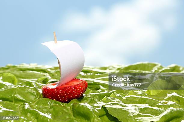 Boat Made Of Fresh Strawberry Stock Photo - Download Image Now - Abstract, Berry Fruit, Blue