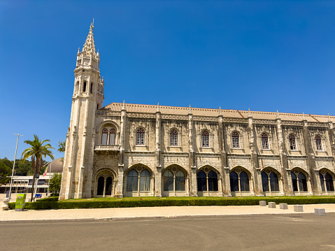 Side view of Mosteiro dos Jerónimos in Lisbon