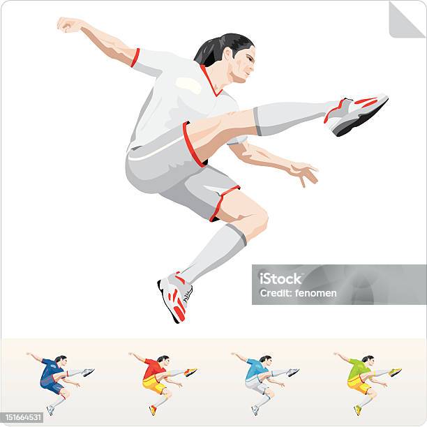 Soccer Football Player Stock Illustration - Download Image Now - Illustration, Jumping, Kicking