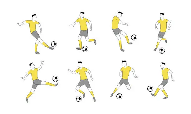 Vector illustration of Football player in different football poses