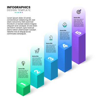 Infographic Template 5 Gradually Increasing Isometric Columns Stock ...