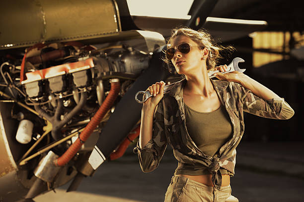 istock Female airplane mechanic model 151671012