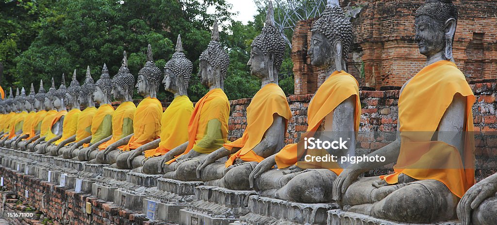 old Buddha Wat Yai Chai Mongkhon of Ayuthaya Province Thailand old Buddha Ancient Stock Photo