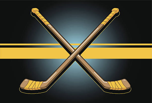 überkreuzte eishockey-säbel - hockeyschläger stock-grafiken, -clipart, -cartoons und -symbole