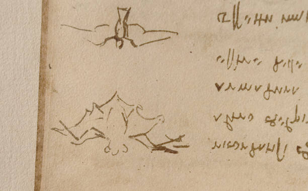 istock Manuscript, drawings, birds by Leonardo Da Vinci in the old book The Codice Sul Volo, by E. Rouveyre , 1893 1516741894