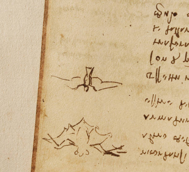 istock Manuscript, drawings, birds by Leonardo Da Vinci in the old book The Codice Sul Volo, by E. Rouveyre , 1893 1516743019
