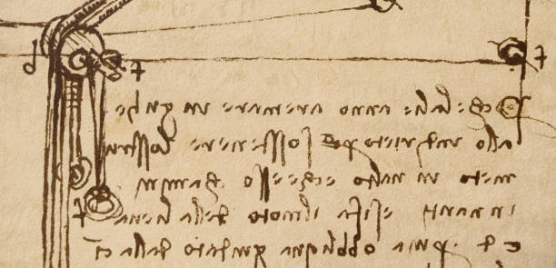 istock Manuscript, drawings, blueprints by Leonardo Da Vinci in the old book The Codice Sul Volo, by E. Rouveyre , 1893 1516743044