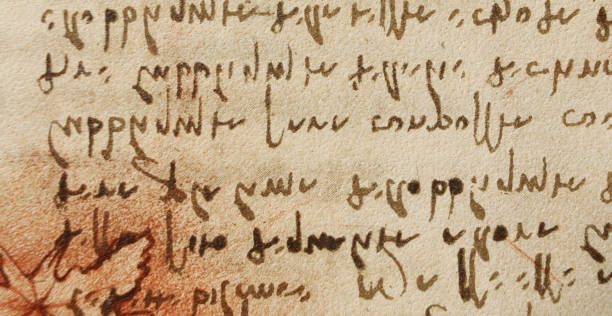 istock Manuscript, drawings, red leaf, blueprints by Leonardo Da Vinci in the old book The Codice Sul Volo, by E. Rouveyre , 1893 1516744742