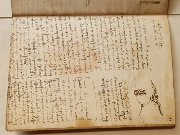 istock Manuscript, drawings, blueprints by Leonardo Da Vinci in the old book The Codice Sul Volo, by E. Rouveyre , 1893 1516746456