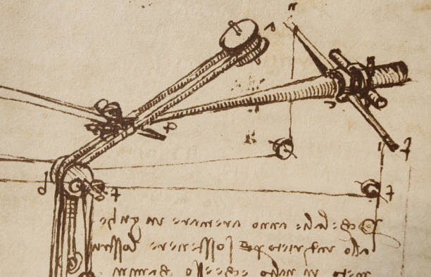 istock Manuscript, drawings, blueprints by Leonardo Da Vinci in the old book The Codice Sul Volo, by E. Rouveyre , 1893 1516747651
