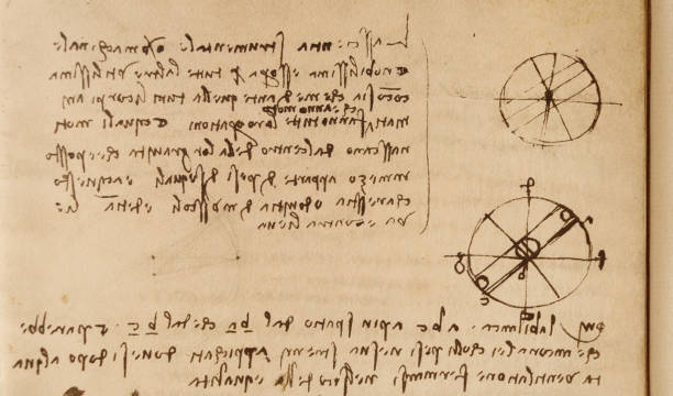istock Manuscript, drawings, blueprints, circle by Leonardo Da Vinci in the old book The Codice Sul Volo, by E. Rouveyre , 1893 1516748302