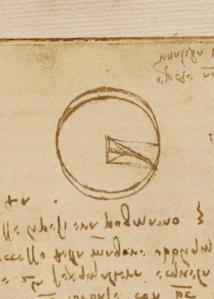 istock Manuscript, drawings, blueprints, circle by Leonardo Da Vinci in the old book The Codice Sul Volo, by E. Rouveyre , 1893 1516748924