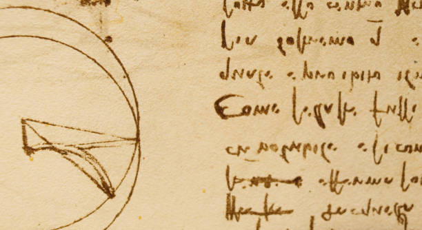 istock Manuscript, drawings, blueprints, circle by Leonardo Da Vinci in the old book The Codice Sul Volo, by E. Rouveyre , 1893 1516749463
