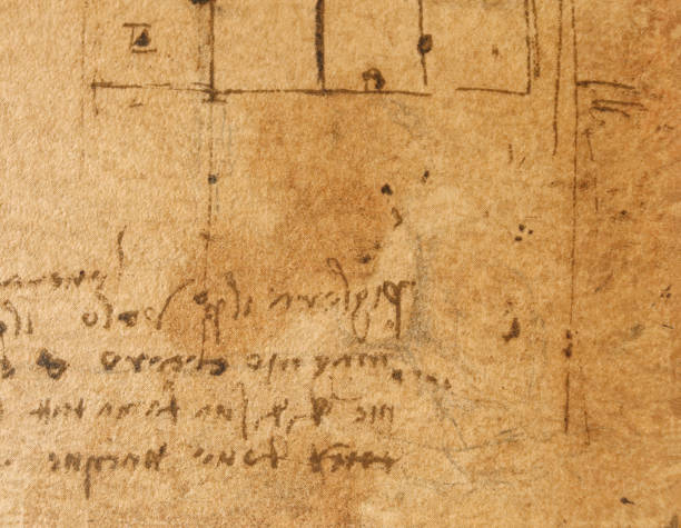 istock Manuscript, drawings, blueprints, house plan by Leonardo Da Vinci in the old book The Codice Sul Volo, by E. Rouveyre , 1893 1516751160