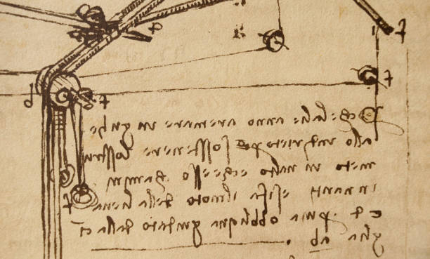istock Manuscript, drawings, blueprints by Leonardo Da Vinci in the old book The Codice Sul Volo, by E. Rouveyre , 1893 1516751683