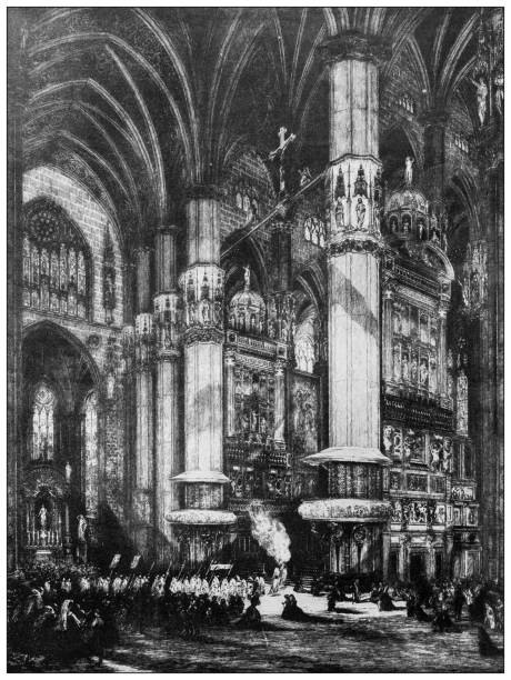 istock Antique image from British magazine: Inside Milan Cathedral, Duomo di Milano 1516764301