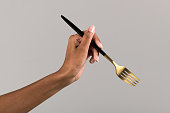 African American woman with fork