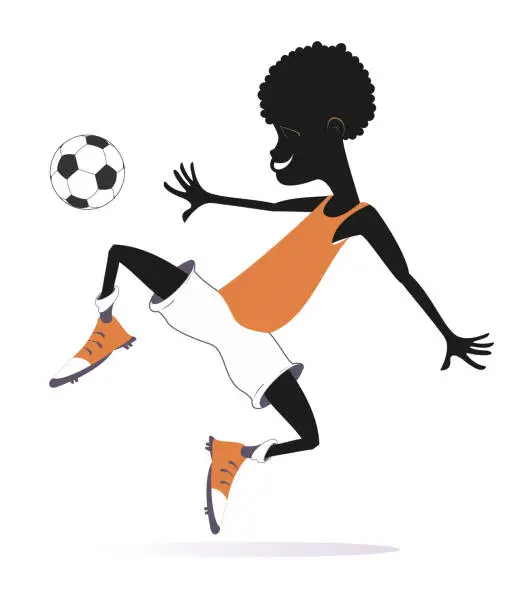 Vector illustration of Smiling young African man playing football