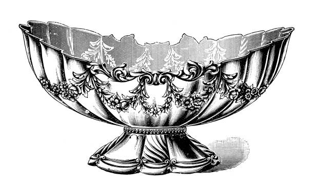 Antique image from British magazine: Fruit Dish Antique image from British magazine: Fruit Dish antique fruit bowl stock illustrations