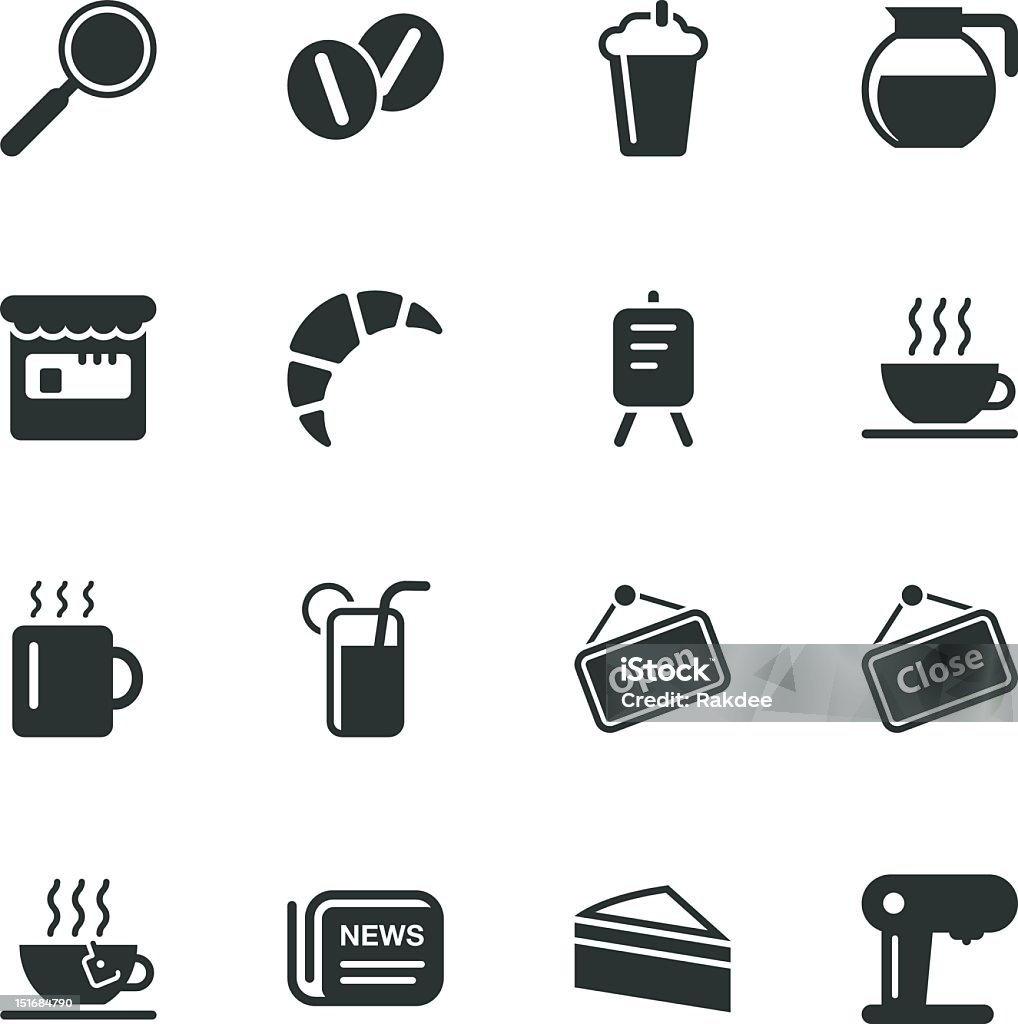 Coffee Shop Silhouette Icons Coffee Shop Silhouette Vector File Icons. Black Coffee stock vector