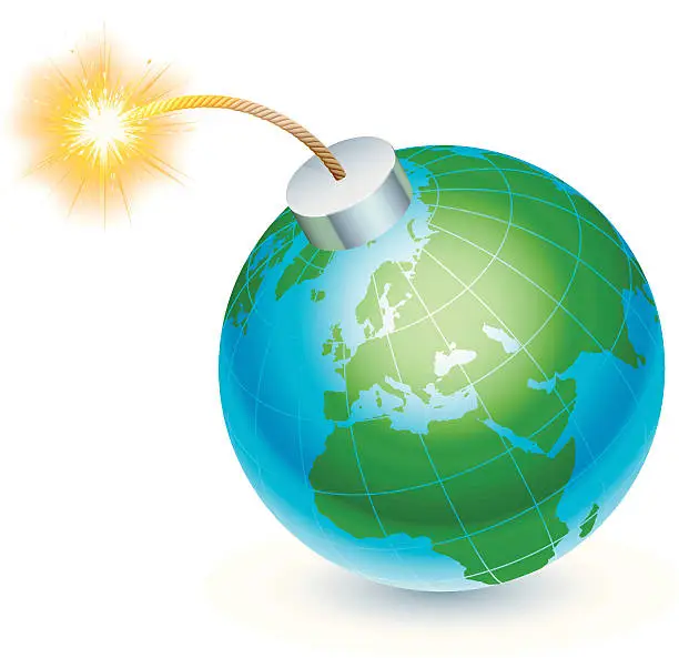 Vector illustration of Earth bomb concept.