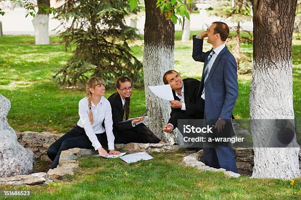 Young Business People In A City Park Stock Photo - Download Image Now - Adult, Beautiful People, Beauty