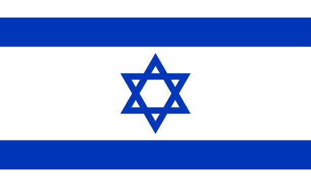 bendera israel. ilustrasi vektor eps10 - bendera israel ilustrasi stok