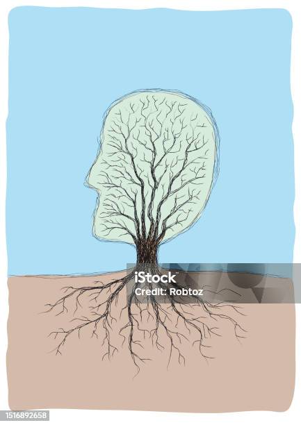 Tree Inside Head Head In The Shape Of A Tree Vector Illustration Stock Illustration ...