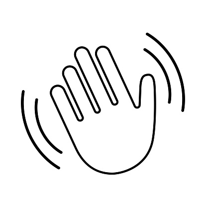 Hello wave hand vector icon on white background