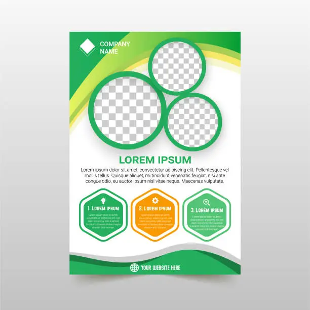 Vector illustration of Creative Curved Green Business Flyer Template
