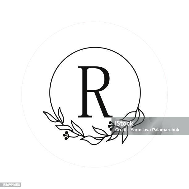 Initial Monogram Letter R Letter R Initials With Round Floral Frames Vector Monogram Logo Cricut ...
