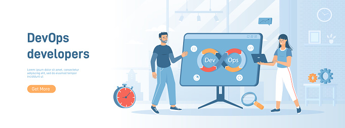 Devops Developers Work With Automation Process In Shape Of Infinity ...